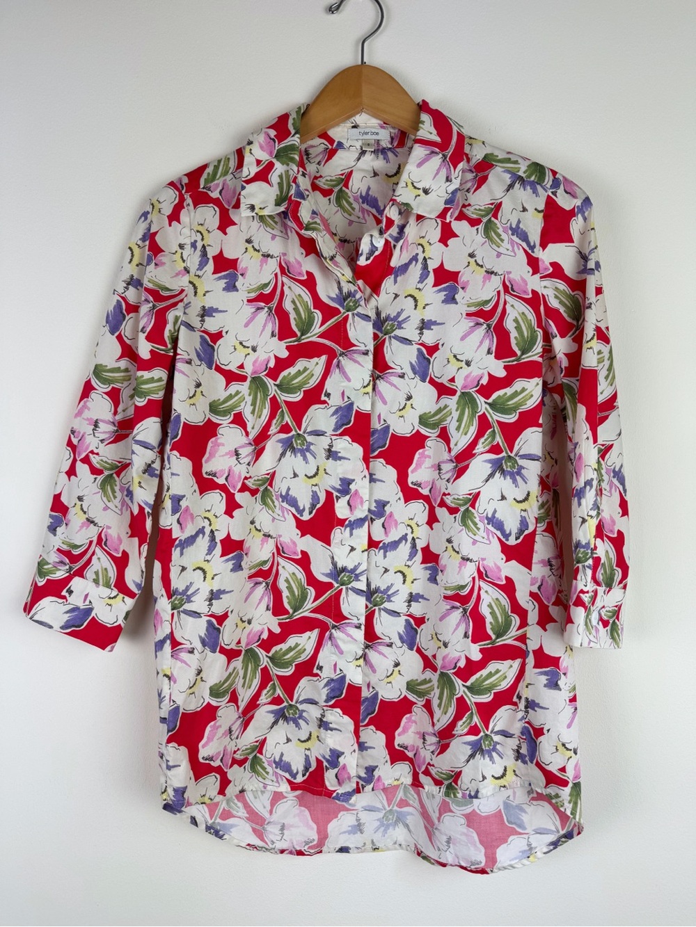Tyler Boe All Over Flower Print Red Blouse